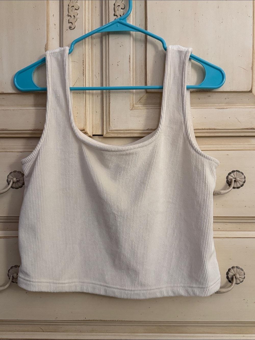 Lou & Grey cream Sherpa lined fleece ribbed tank top